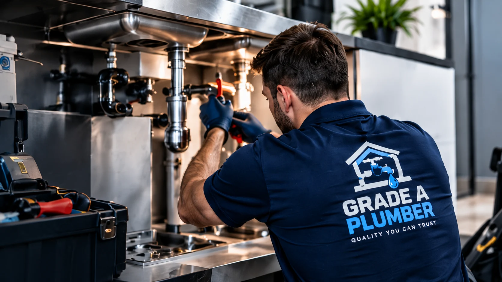 Illustrative plumber-at-work concept image